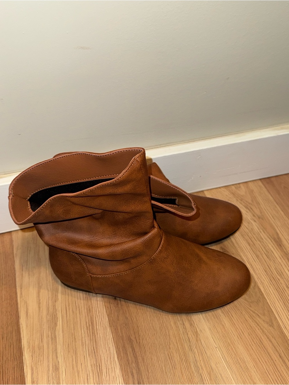 Women's Tan Fold-Over Ankle Boots